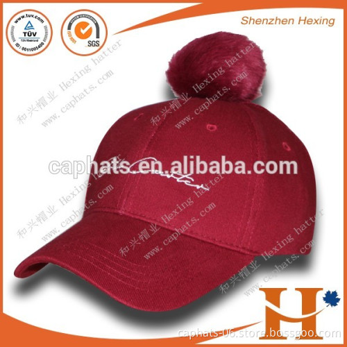 High quality cotton baseball cap with pom pom dad hat embroidery logo